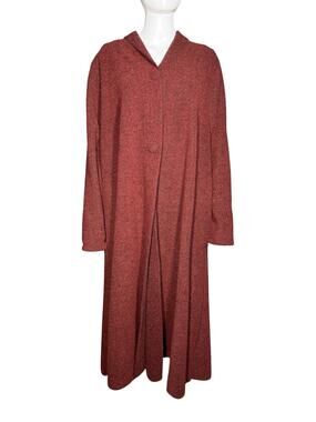 Vintage Fleece Dreams Robe House Coat Boho Rust Red Women's Small Medium